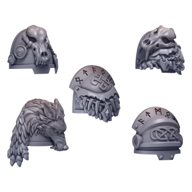 Big Pauldrons Pack 1 Primal Hounds Conversion Bits For 28mm 32mm Sci-fi Space Knights
