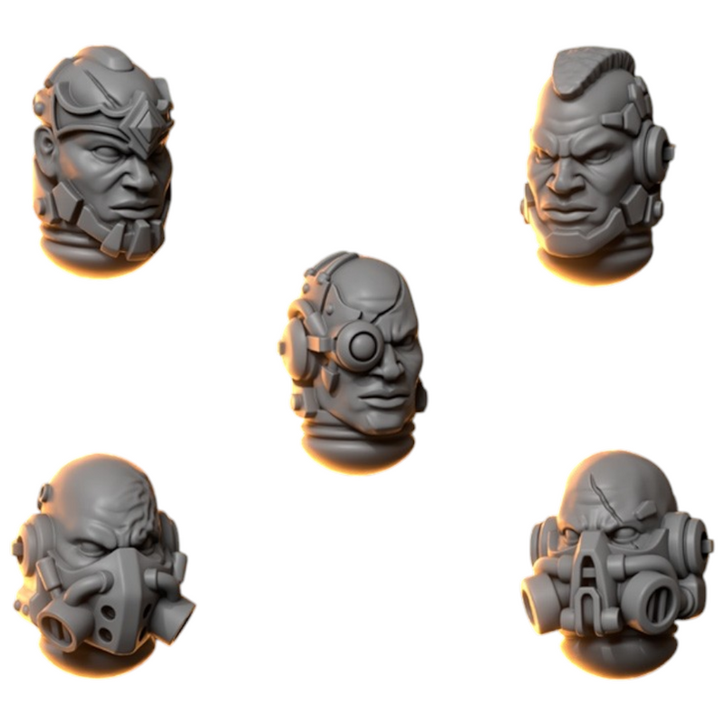Heads Pack 1 Anvil Wardens Conversion Bits For 28mm 32mm Sci-fi Space Knights