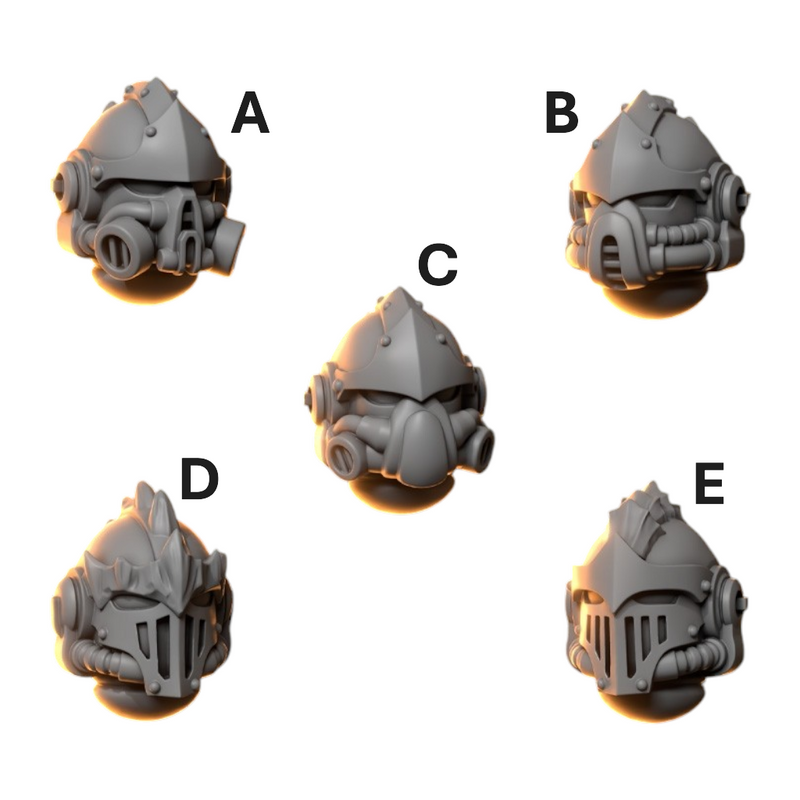 Heads Pack 2 Anvil Wardens Conversion Bits For 28mm 32mm Sci-fi Space Knights