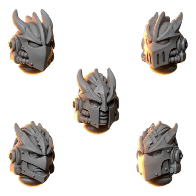 Heads Pack 3 Anvil Wardens Conversion Bits For 28mm 32mm Sci-fi Space Knights