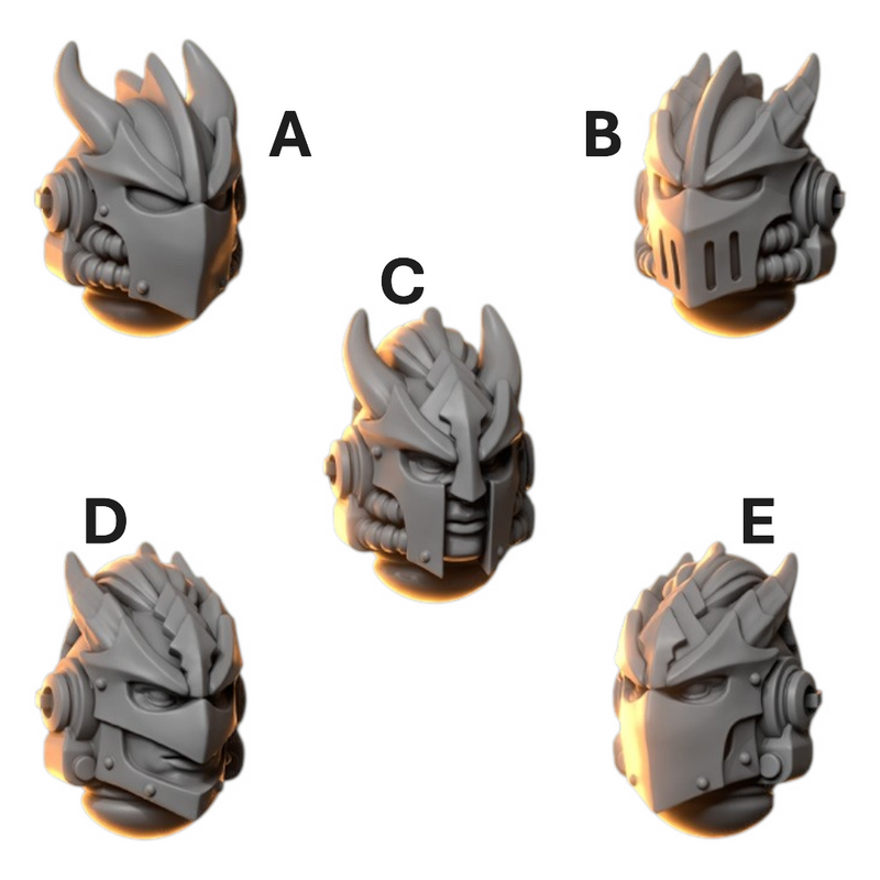 Heads Pack 3 Anvil Wardens Conversion Bits For 28mm 32mm Sci-fi Space Knights