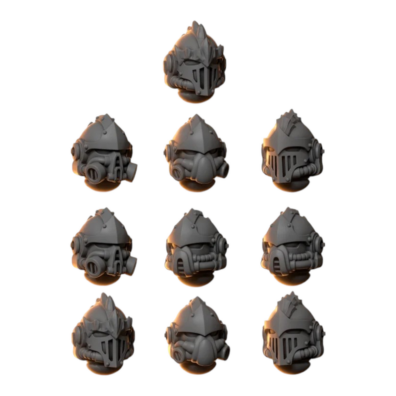 Heads Pack 2 Anvil Wardens Conversion Bits For 28mm 32mm Sci-fi Space Knights