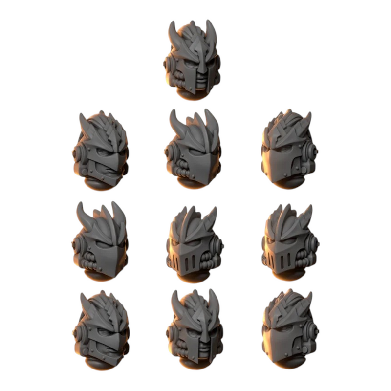 Heads Pack 3 Anvil Wardens Conversion Bits For 28mm 32mm Sci-fi Space Knights
