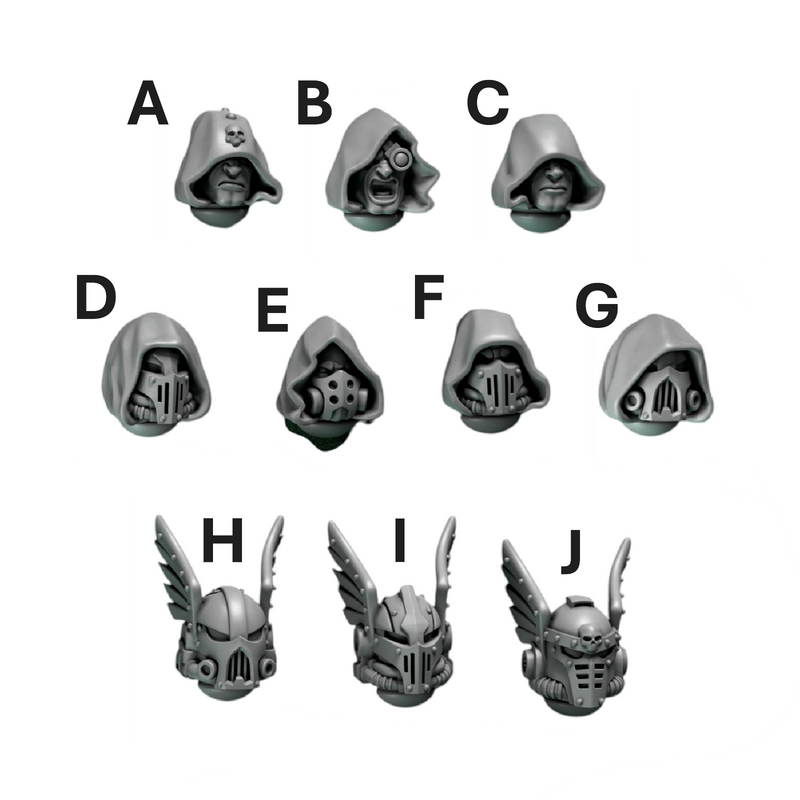 Heads & Helmets Pack 11 | Eternal Pilgrims | Conversion Bits For 28mm 32mm Sci-fi Marines