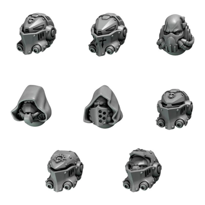 Big Heads & Helmets Pack | Eternal Pilgrims | Conversion Bits For 28mm 32mm Sci-fi Marines