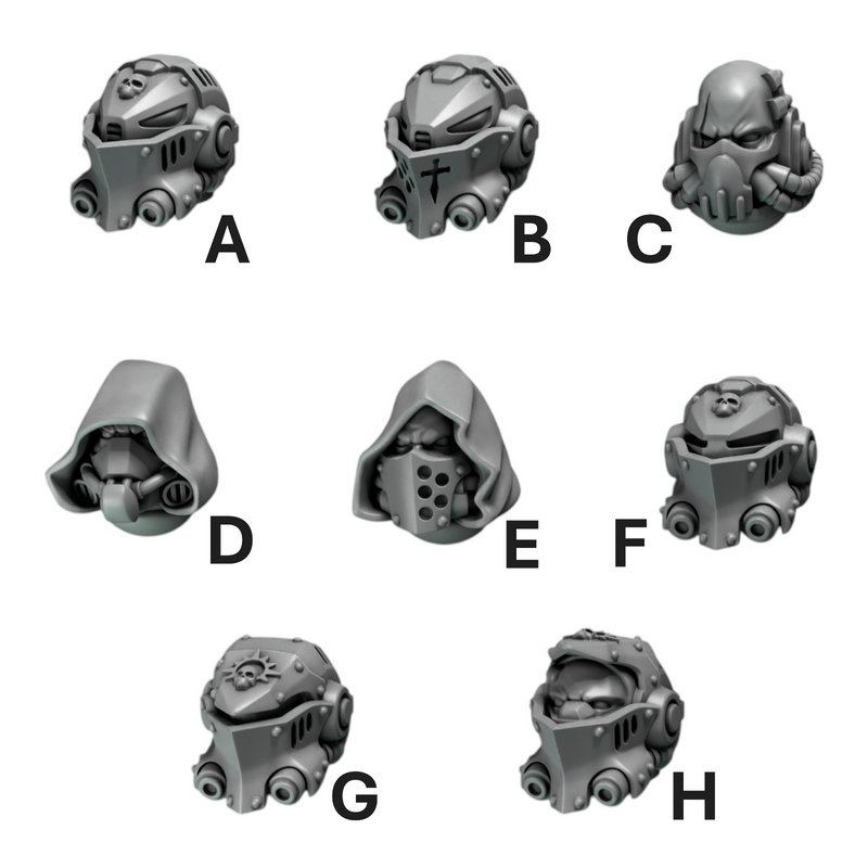 Big Heads & Helmets Pack | Eternal Pilgrims | Conversion Bits For 28mm 32mm Sci-fi Marines