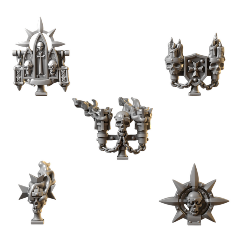 5x Backpacks Decorations | Eternal Crusaders | Conversion Bits For 28mm 32mm Sci-fi Space Knights