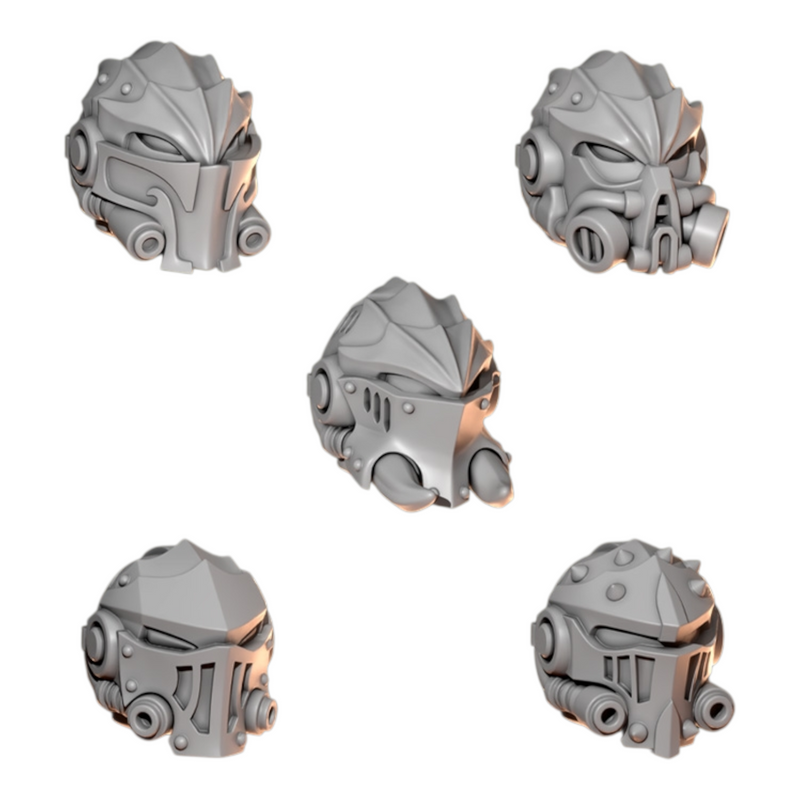 Big Helmets Pack Anvil Wardens Conversion Bits For 28mm 32mm Sci-fi Space Knights