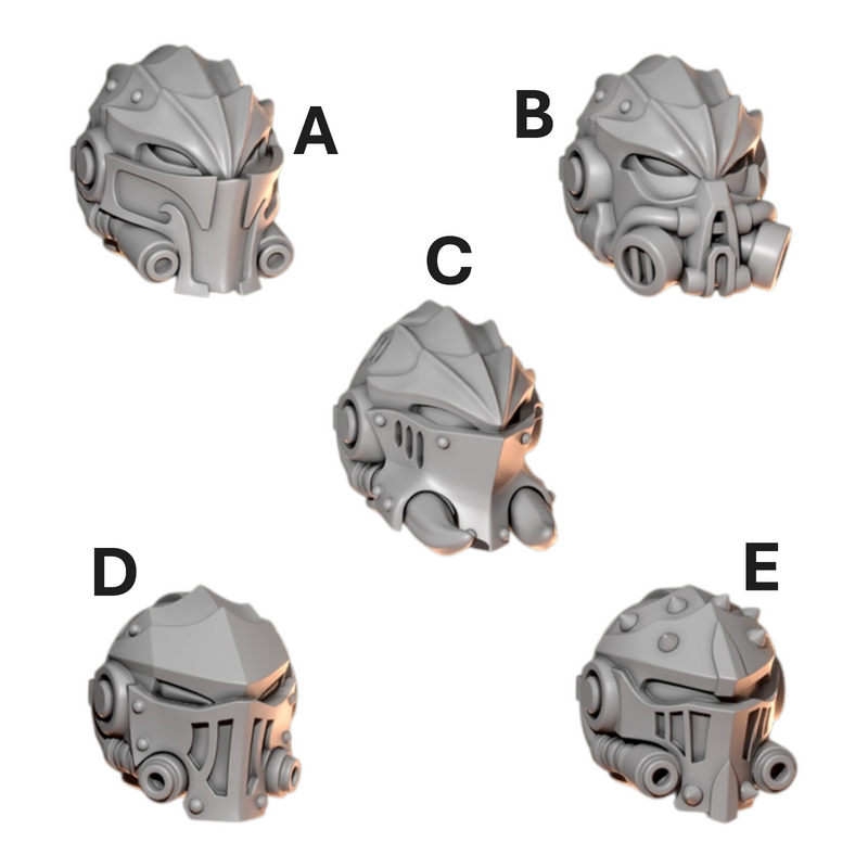 Big Helmets Pack Anvil Wardens Conversion Bits For 28mm 32mm Sci-fi Space Knights