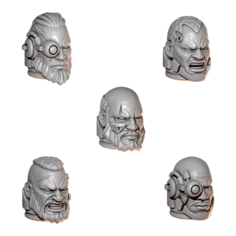 Big Heads Pack Anvil Wardens Conversion Bits For 28mm 32mm Sci-fi Space Knights