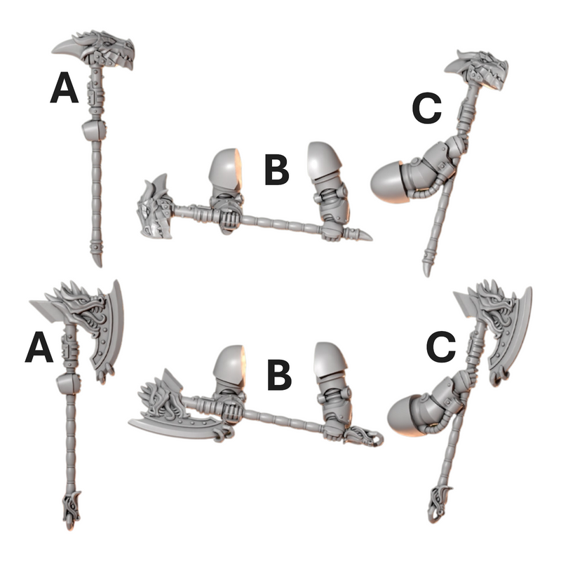 Axe & Hammer Big Melee Weapons Anvil Wardens Conversion Bits For 28mm 32mm Sci-fi Space Knights