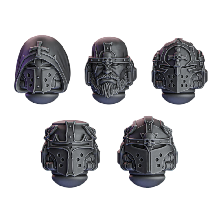 Crusader Heads & Helmets | Pactum Aeternum | Conversion Bits For 28mm 32mm Sci-fi Space Knights