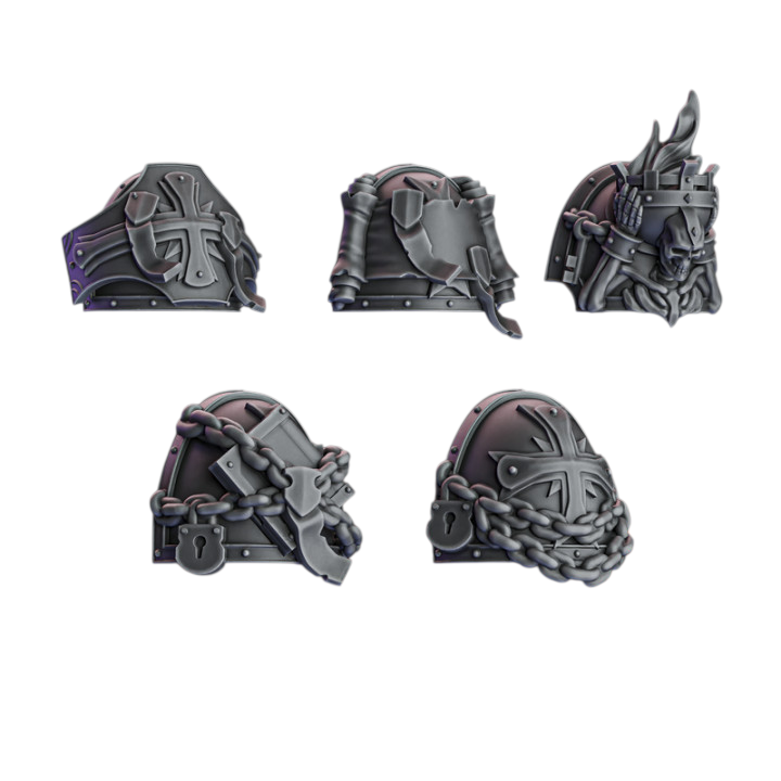 Crusader Shoulder Pads | Pactum Aeternum | Conversion Bits For 28mm 32mm Sci-fi Space Knights