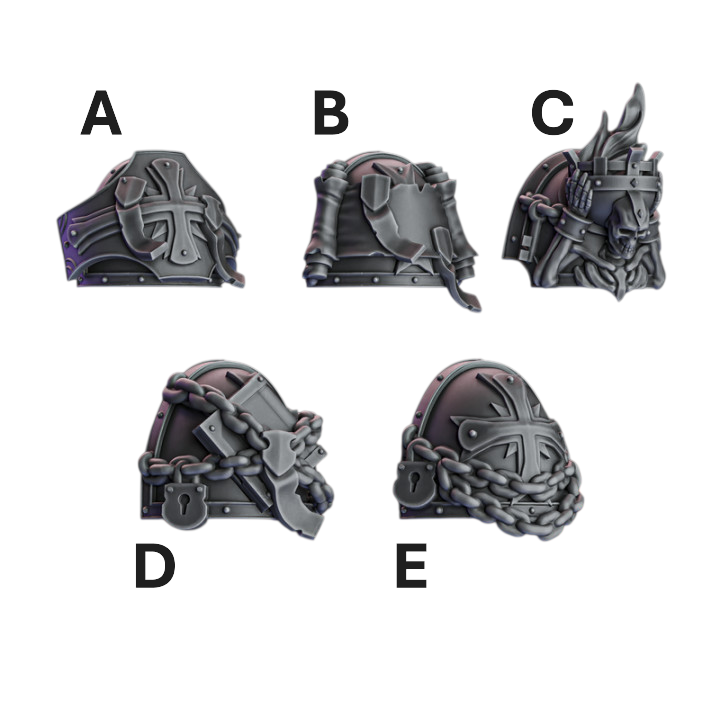 Crusader Shoulder Pads | Pactum Aeternum | Conversion Bits For 28mm 32mm Sci-fi Space Knights