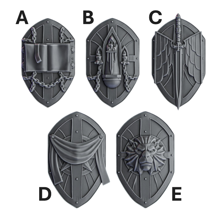 Knight Shields | Pactum Aeternum | Conversion Bits For 28mm 32mm Sci-fi Space Knights