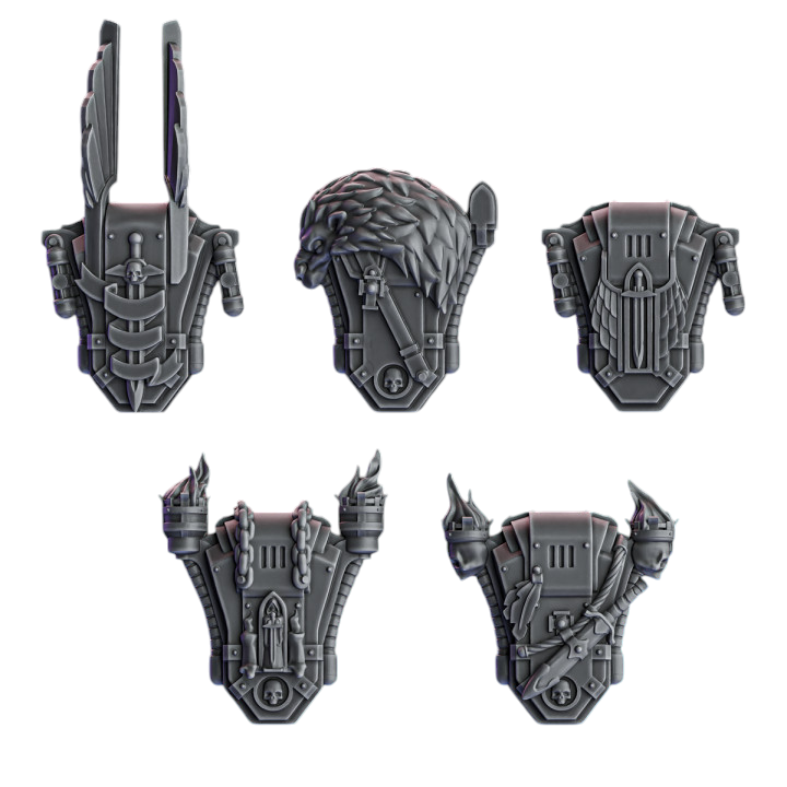Knight Backpacks | Pactum Aeternum | Conversion Bits For 28mm 32mm Sci-fi Space Knights