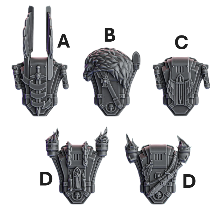 Knight Backpacks | Pactum Aeternum | Conversion Bits For 28mm 32mm Sci-fi Space Knights