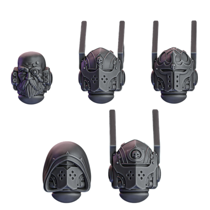 Knight Heads & Helmets, resin conversion bits for 28/32mm wargaming miniatures