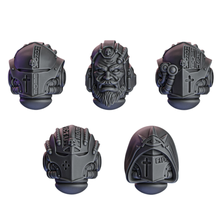Warden Heads & Helmets | Pactum Aeternum | Conversion Bits For 28mm 32mm Sci-fi Space Knights