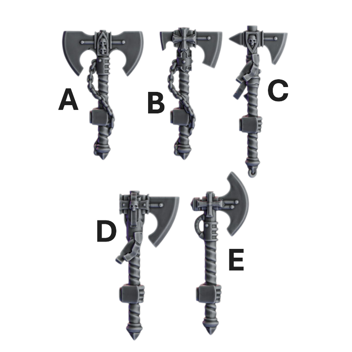 Crusader Axes | Pactum Aeternum | Conversion Bits For 28mm 32mm Sci-fi Space Knights