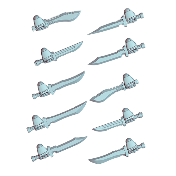 10x Space Warrior Knives A | Tyrant Hunters | Ratman Forge | Sci-Fi Grimdark Custom Bitz Wargaming Miniatures 28mm 32mm