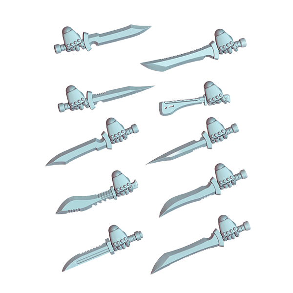 10x Space Warrior Knives D | Tyrant Hunters | Ratman Forge | Sci-Fi Grimdark Custom Bitz Wargaming Miniatures 28mm 32mm
