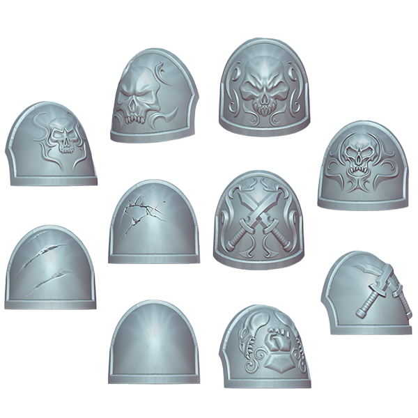 10x Space Warrior Shoulder Pads B | Tyrant Hunters | Ratman Forge | Sci-Fi Grimdark Custom Bitz Wargaming Miniatures 28mm 32mm