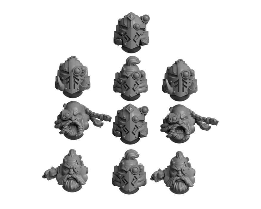 10x Space Warrior Heads Pack I | Primal Hounds | Grey Tide Studio | Sci-Fi Grimdark Custom Bitz Wargaming Miniatures 28mm 32mm
