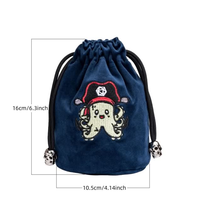 Plunderpus | Flannel Drawstring Dice Bag | Blue