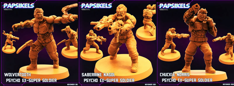 Psycho Ex-Super Soldier Miniatures | Cyberpunk | Sci-Fi Miniature | Papsikels TabletopXtra