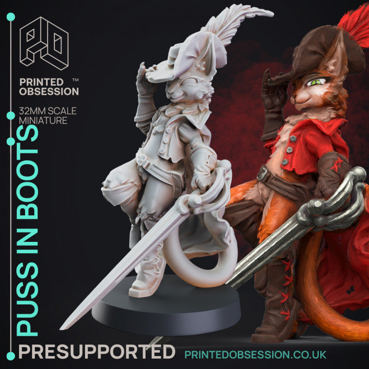 Puss in Boots | Tabaxi Caravan | Fantasy Miniature | Printed Obsession TabletopXtra