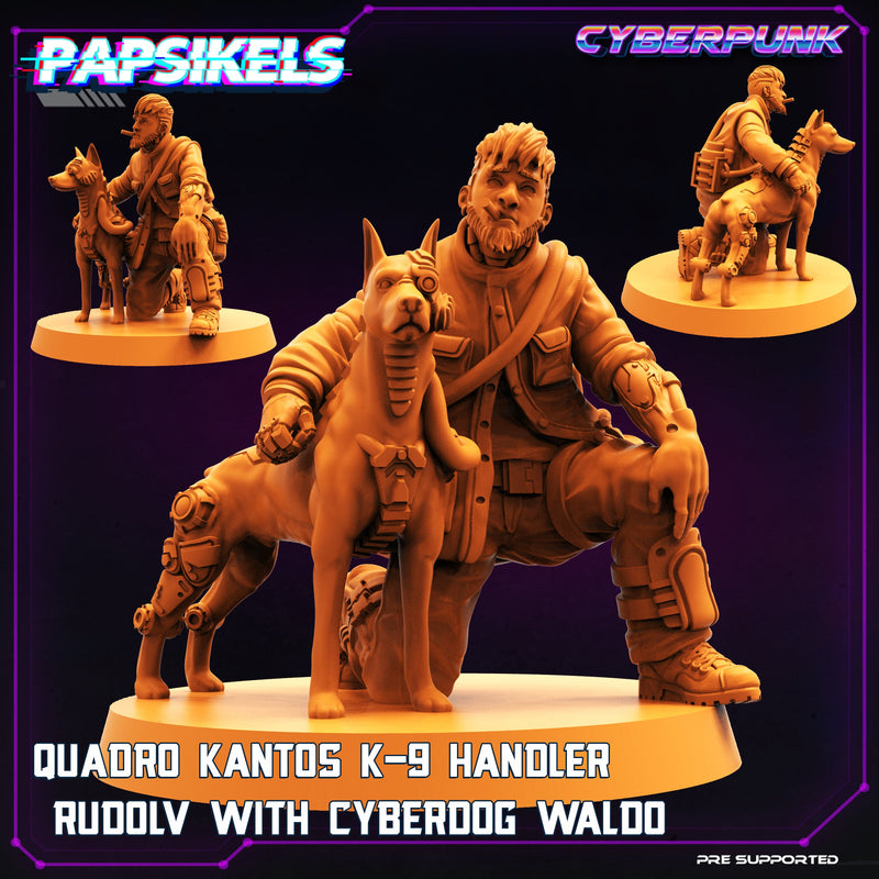 Quadro Kantos K-9 Handler Ruddlv | Cyberpunk | Sci-Fi Miniature | Papsikels TabletopXtra