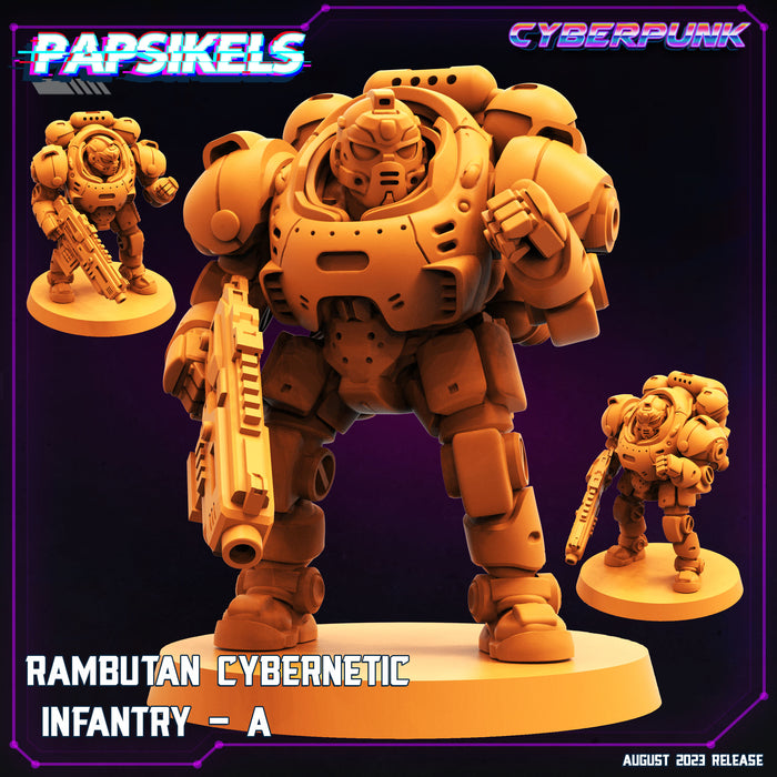 Rambutan Cybernetic Infantry A | Cyberpunk | Sci-Fi Miniature | Papsikels