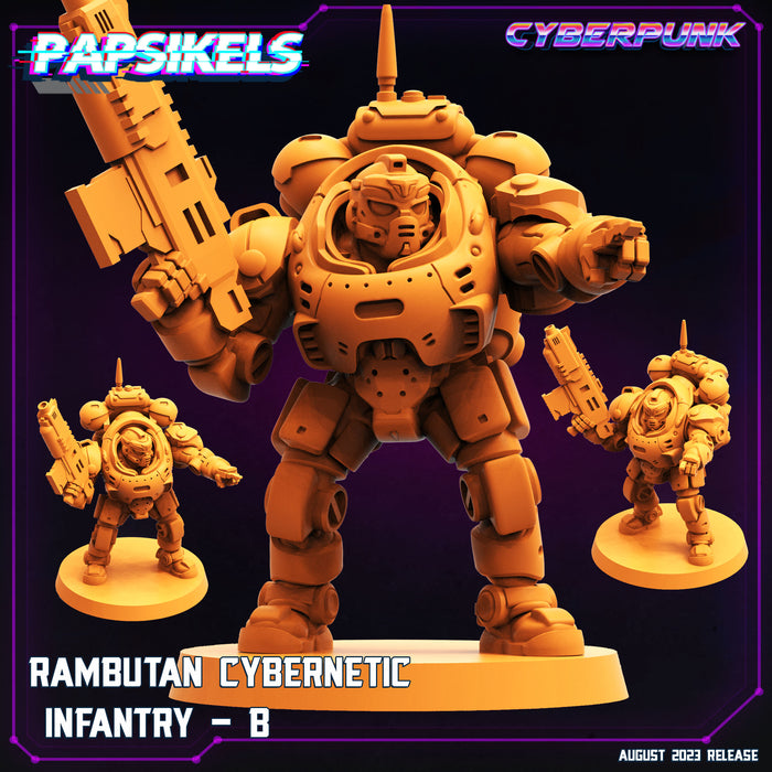 Rambuta Cybernetic Infantry B | Cyberpunk | Sci-Fi Miniature | Papsikels