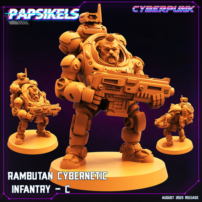 Rambutan Cybernetic Infantry Miniatures | Cyberpunk | Sci-Fi Miniature | Papsikels