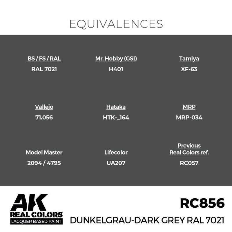 AK Interactive Real Colors - Dunkelgrau-Dark Grey RAL 7021 (RC856)