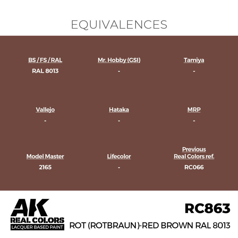 AK Interactive Real Colors - Rot (Rotbraun)-Red (Red Brown) RAL 8013 (RC863)