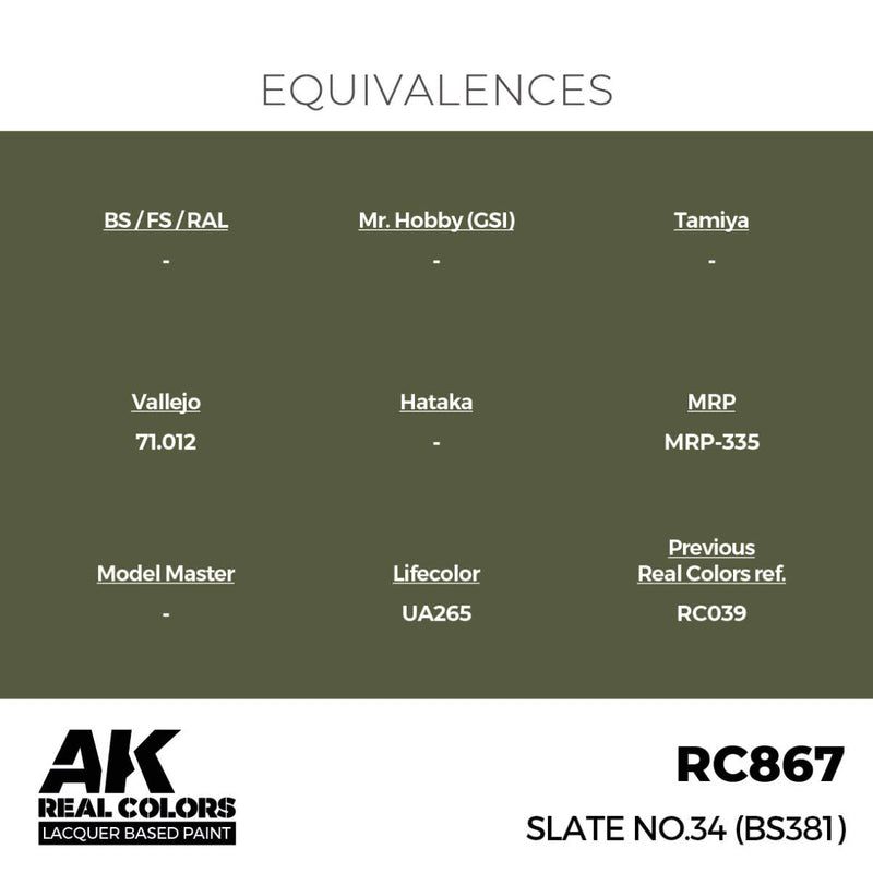 AK Interactive Real Colors - Slate No.34 (BS381) (RC867)