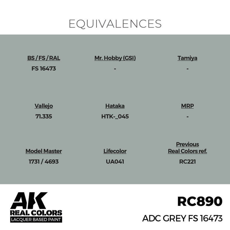 AK Interactive Real Colors - ADC Grey FS 16473 (RC890)