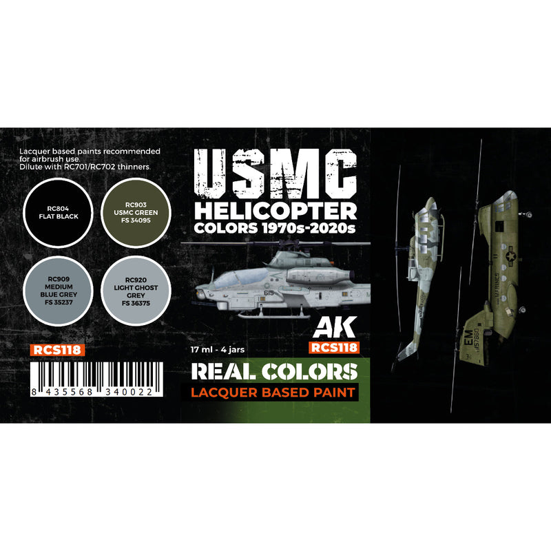 AK Interactive Real Colors - USMC Helicopter 1970s-2020s Set (RCS118)
