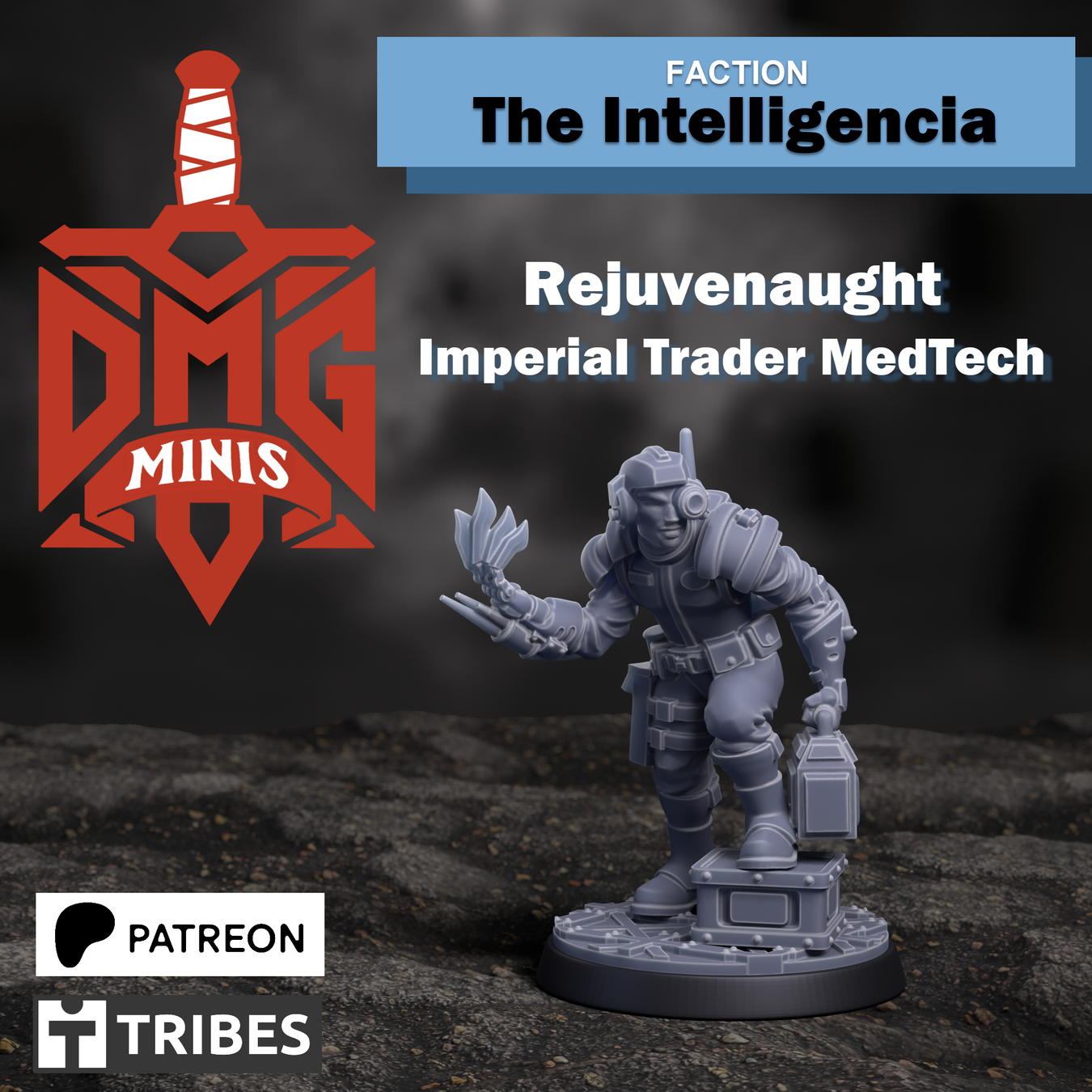 Rejuvenaught Medtech, 28/32mm resin grimdark miniature, unpainted
