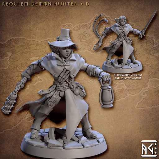 Requiem Demon Hunter D (Hat) | Requiem Demon Hunters | Fantasy D&D Miniature | Artisan Guild TabletopXtra