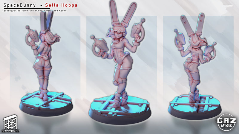 Retro Space Bunny Sella Hopps Miniature | Fantasy Pin-Up | Gaz Minis