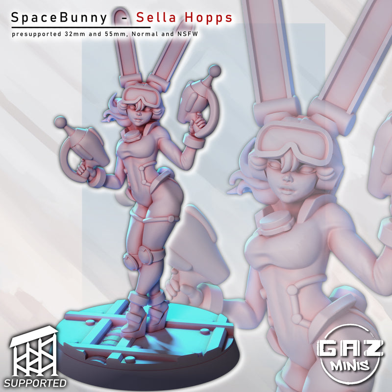 Retro Space Bunny Sella Hopps Miniature | Fantasy Pin-Up | Gaz Minis
