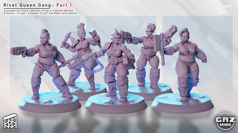 Rivet Queen Gang Miniatures | Sci-Fi Pin-Up | Gaz Minis
