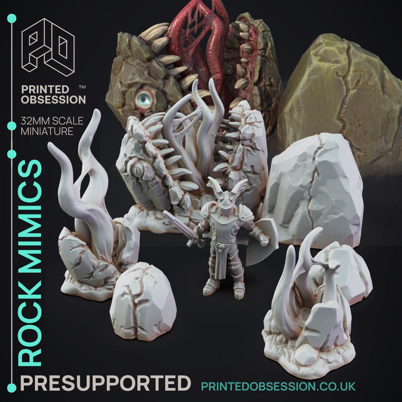 Rock Mimic Miniatures | Ninjas & Mimics | Fantasy Miniature | Printed Obsession TabletopXtra