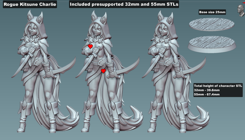 Kitsune Rogue Charlie | Fantasy Pin-Up | Gaz Minis