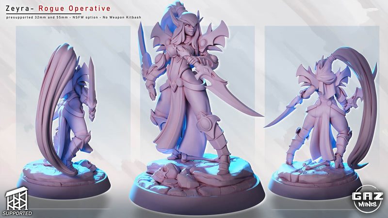 Zeyra Shadow Rogue Miniature | Fantasy Pin-Up | Gaz Minis
