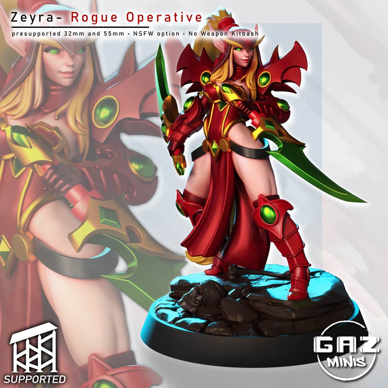 Zeyra Shadow Rogue Miniature | Fantasy Pin-Up | Gaz Minis