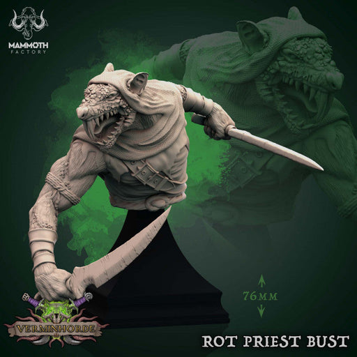 Rot Priest Bust | Verminhorde | Fantasy Tabletop Miniature | Mammoth Factory TabletopXtra